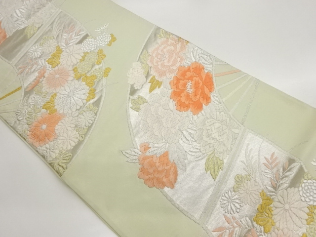 JAPANESE FUKURO OBI / WOVEN PEONY & KIKU